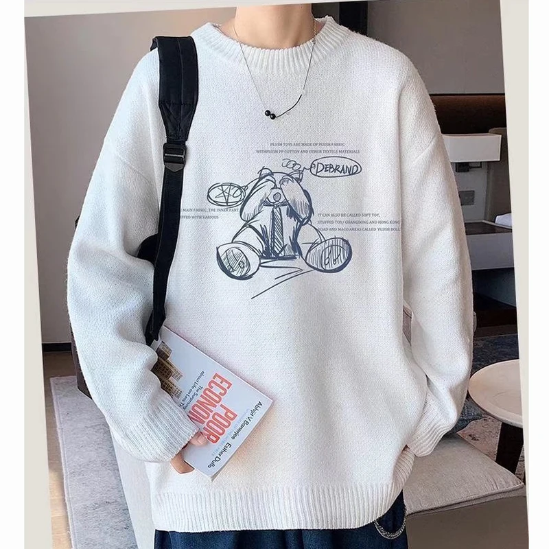 Japanese Style Sweater Men's Loose Autumn Winter Thickened Korean