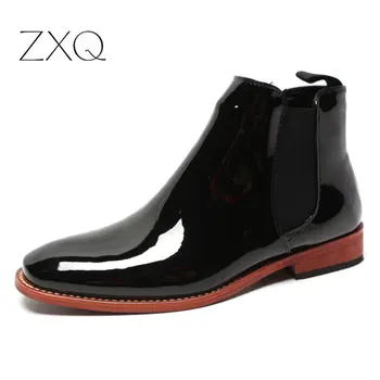 

Brand New Men's Chelsea Boot British Men Autumn Winter Shoes Fashion Slip On Breathable PU Leather Men Boots
