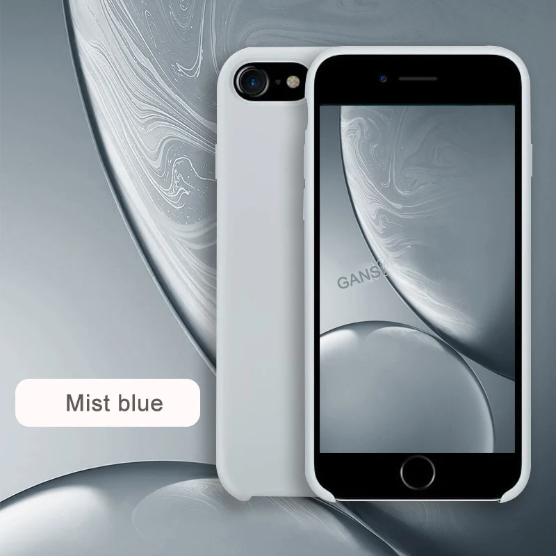 Официальный силиконовый чехол для iPhone 11 Pro MAX XR X Xs MAX чехол s для apple iPhone 7 8 Plus 6 6s 5 5S SE чехол с логотипом - Цвет: Mist blue