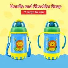 Termo al vacío para niños, 310ml, doble capa, acero inoxidable 304 con pajita, portátil, dibujos animados, regalo de Navidad