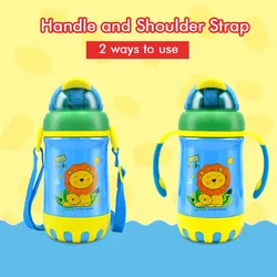 Children Vacuum Thermos 310ml Double Layers 304 Stainless Steel With Straw Portable Cute Cartoon Christmas Gift