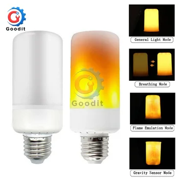

E27 LED Dynamic Flame Effect Corn Bulb 4 Modes AC 85-265V Flickering Emulation Gravity Decor Lamp Creative Simulated Fire Lights