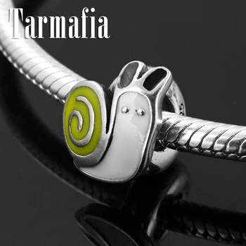 

Snail moving forward 925 Sterling Silver Enamel Spacer Stopper Beads Jewelry making Fit Original Women European Charm Bracelet
