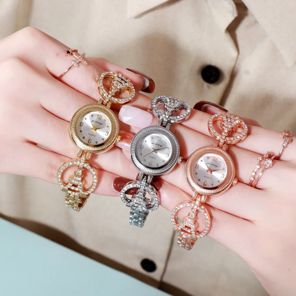 Fashion diamond-studded tower bracelet watch Korean version of the small dial ins female watch trendy decorative watch