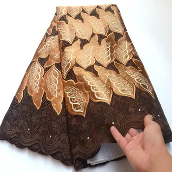 

African Lace Fabric 2020 High Quality 100% Cotton Dry Lace Swiss Voile Lace With Stones Coffee Swiss Voile Lace In Switzerland