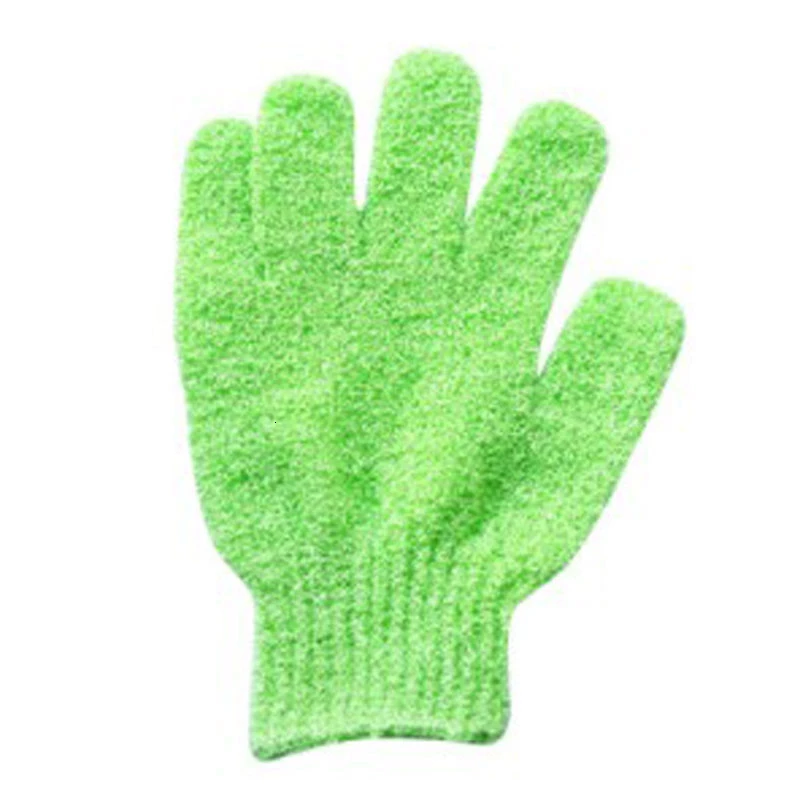 1 пара двухсторонних вспенивающихся банных перчаток скраб рукавица пилинг для удаления губки банный шарик тереть Массажная щетка перчатки аксессуары для ванной комнаты - Цвет: Зеленый