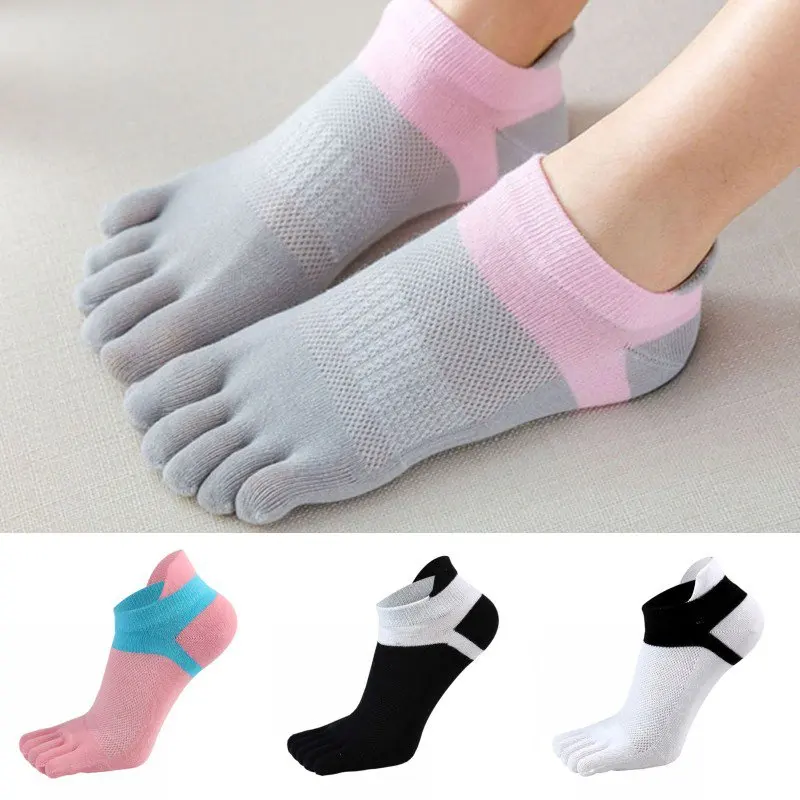 Женские короткие носки для йоги, удобные носки для фитнеса, хлопковые носки с пятью пальцами, цветные Дышащие носки, отделенные пальцами