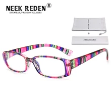 Прямоугольные пластиковые очки для чтения Ретро женские и мужские с цветочным принтом Лупа Пресбиопия очки Новые увеличительные защитные очки диоптрий