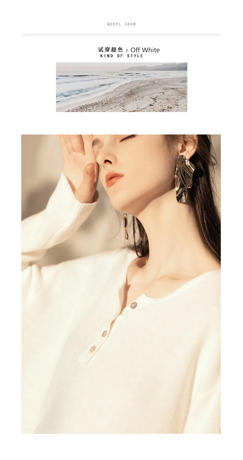 LZJN 2019 New Women Sweater Button Round Neck Women Basic Loose Knitted Pullover Women Sweaters And Pullovers Knit Jumper (10)