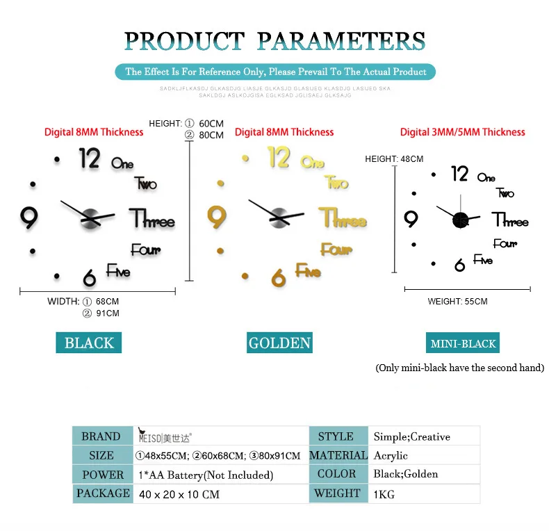 Большие настенные часы Современный дизайн Акриловые 3D гостиная кварцевые настенные стикеры Часы «сделай сам» бесшумный домашний декор Horloge
