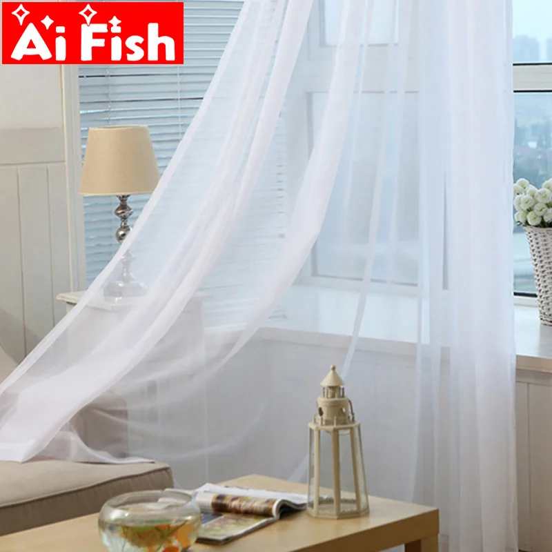 

Modern White Sheer Voile Curtains for Living Room Solid Panel Kitchen Tulle Curtain Translucidus Home Window Decoration Drapes