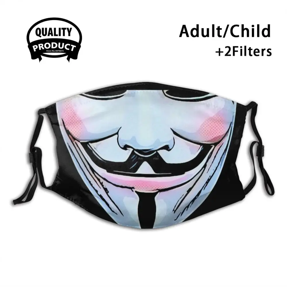 V For Vendetta маска для лица многоразовая полости рта фильтр прохладный Забавные