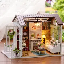 Собранный миниатюрный DIY Кукольный дом, модель спальни с крышкой, детские игрушки, рождественский подарок