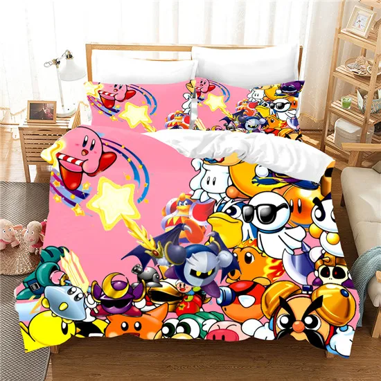 

3D Kirby Duvet Cover set Soft Gift Bedding set comforter Cute Bed set Pillowcase King bedding set comfortable Part 1