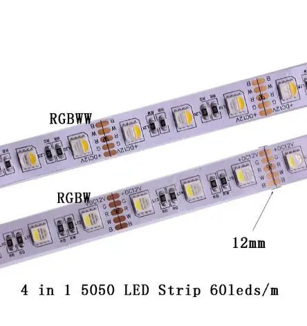 Светодиодные ленты 5 м 2835 5730 5050 5054 RGB CCT RGBCCT RGBW/RGBWW теплый белый 60/120/240/480 светодиодный 4in1 12V 24V ленты светильник полосы Гибкие - Испускаемый цвет: 4IN1 chip 12mm PCB