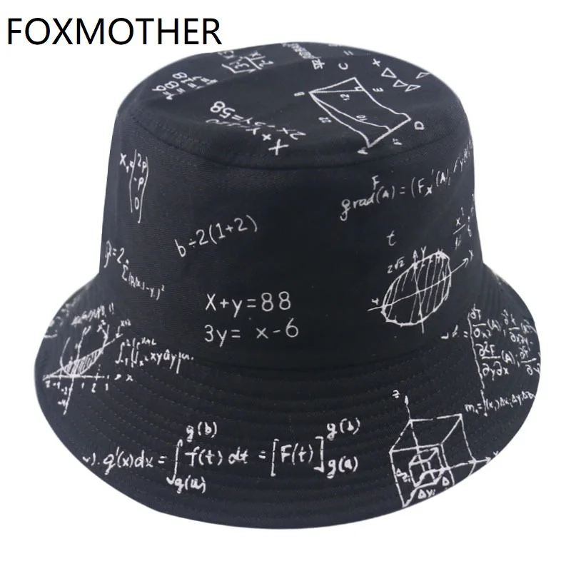 FOXMOTHER Новая Черно белая Панама с буквами математическая функция принтом рыбацких