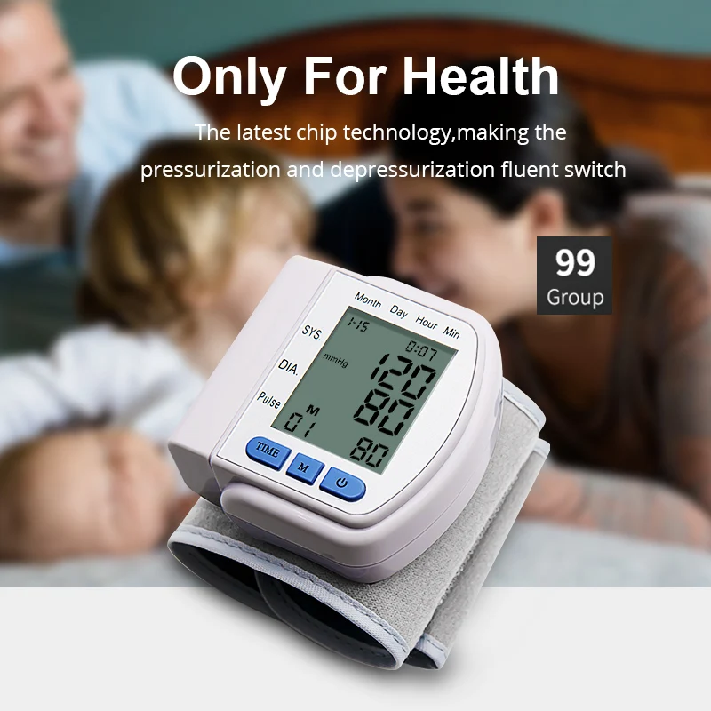 Household Medical Automatic Digital Wrist Blood Pressure Monitor Bp Tonometer Wrist  Sphygmomanometer Tensiometer tansiyon aleti