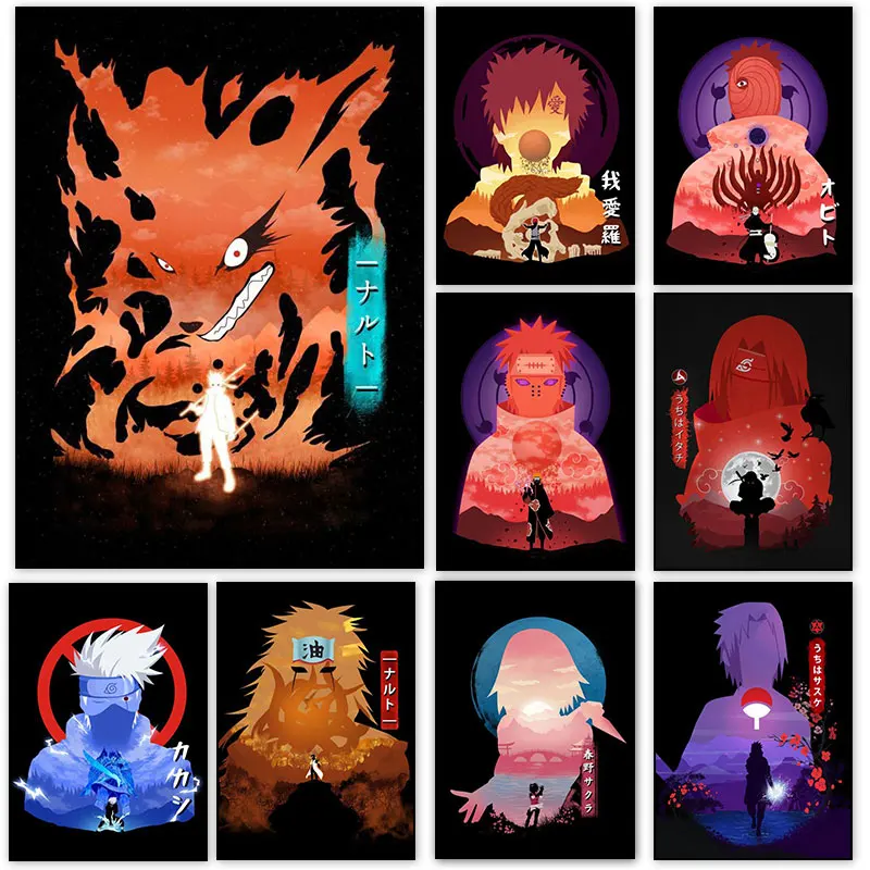 Japanese Anime Ninja Poster Akatsuki Pain Kakashi Itachi Madara Figure Canvas Painting Bedroom Home Decoration Wall Art Pictures | Дом и сад
