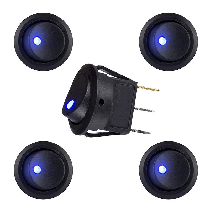 5Pcs/10Pcs Toggles 20A 12V Round Rocker Toggle Switch Blue LED SPST ON/OFF Switches New THIN889 | Обустройство дома