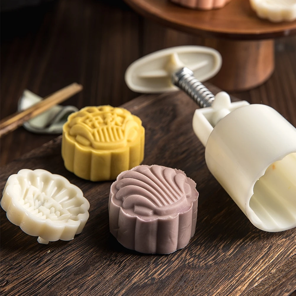 

Moon Cake Decorating Tools Oriental Pastry Shell Shaped Mooncake Mold Hand Pressure Fondant Pastry Baking Tool Accessories Set