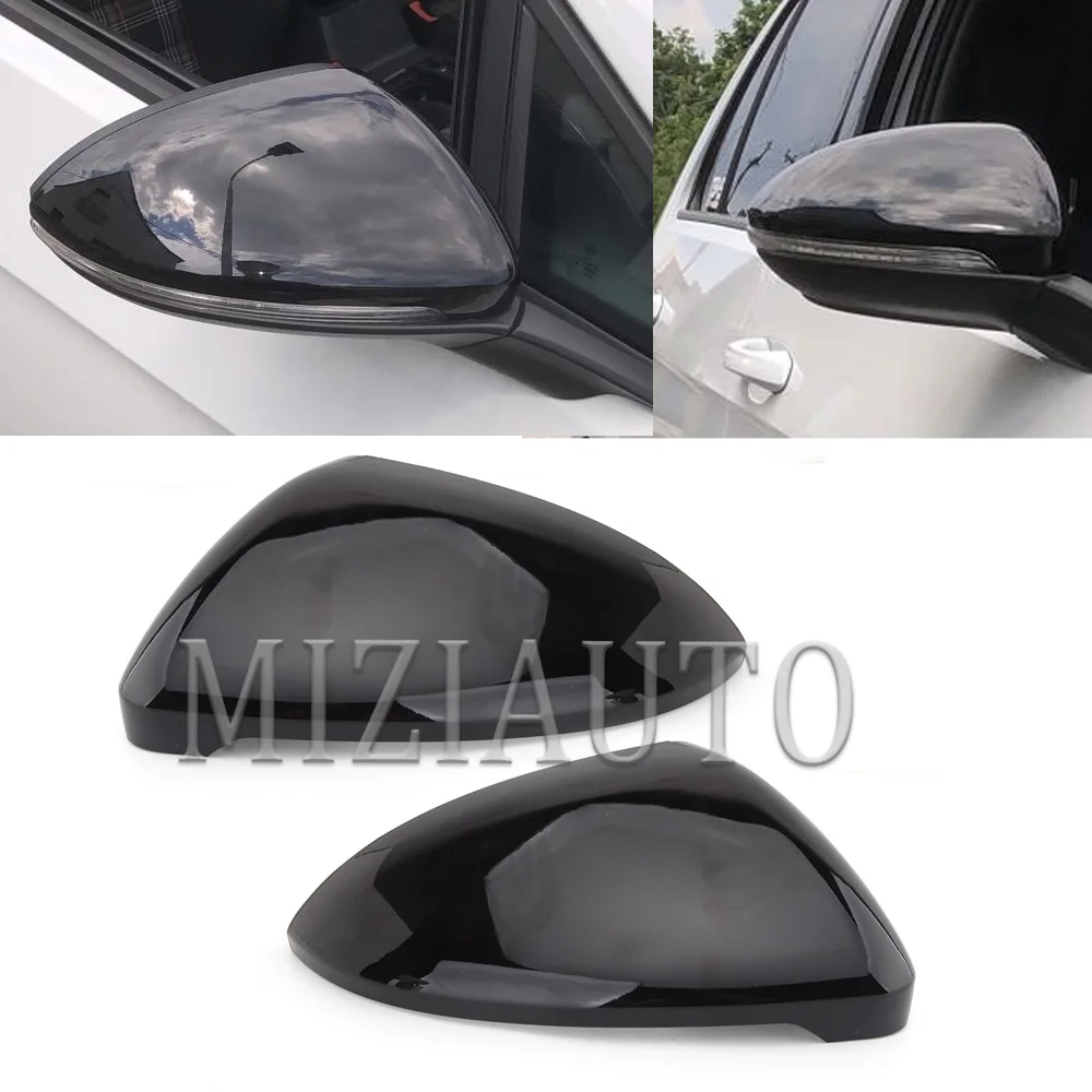 측면 후면보기 미러 커버 캡 신호 VW 골프 7 MK7 7.5 GTI For Touran 2013-2020 밝은 검정색 미러 케이스 자동차 액세서리
