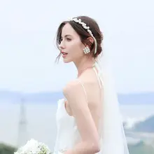 Роскошные ювелирные изделия, стразы, в виде листьев, для невесты, тиара, оголовье, имитация жемчуга, бисерный женский свадебный головной убор, сплав, лоза, Корона невесты