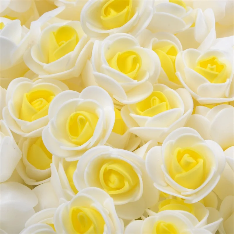 Yellow 50 шт. двойной цвет мини ПЭ пена Роза голова искусственная Роза ручной работы Diy Свадебные украшения дома принадлежности для праздников и вечеринок аксессуары - Цвет: Yellow