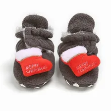 Рождественская обувь для малышей; зимняя теплая обувь для малышей; нескользящая обувь с рисунком; мягкая бархатная От 0 до 1 года; Рождественская обувь