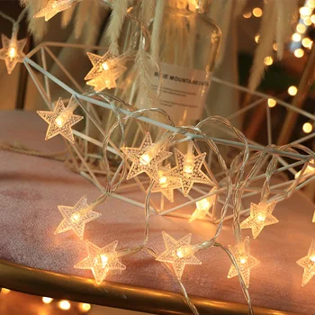 

Star String LED Decoration Lights AA Battery Operated Copper Light String Christmas New Year Fairy Decorations For Home Outdoor