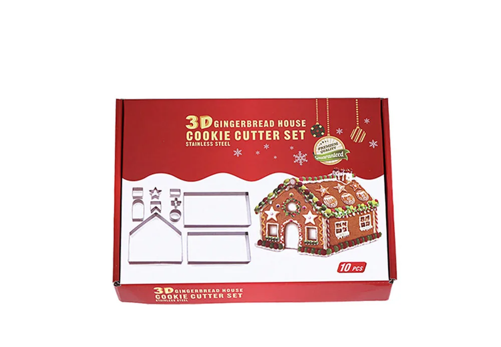 10 шт. 3D пряничный домик из нержавеющей стали Рождественский сценарий набор резаков для печенья формы помадки резак инструмент для выпечки