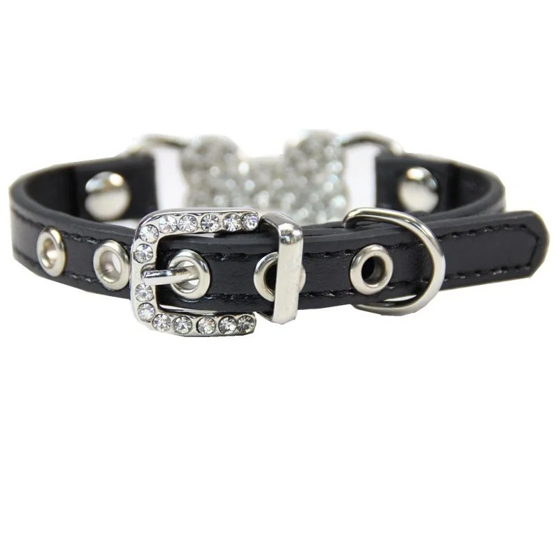 Pet Cat Collar With Diamond Bone Adjustable Dogs Cats Collars Control Handle Training Pet Puppy Kitten Collar Pet Supply Product