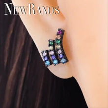Newranos Радуга серьги из циркония Многоцветный CZ серьги гвоздики красочные крошечные ювелирные изделия для женщин модные ювелирные изделия EWX001142