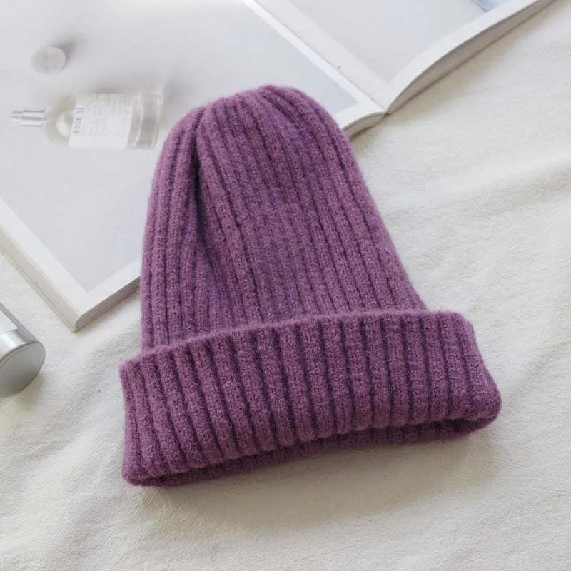2 Унисекс Зимние шапки для женщин сплошной цвет теплые короткие Skullies и Beanie женские хип-хоп вязаные шапки Лыжная мягкая эластичная мешковатая шапка - Цвет: 2
