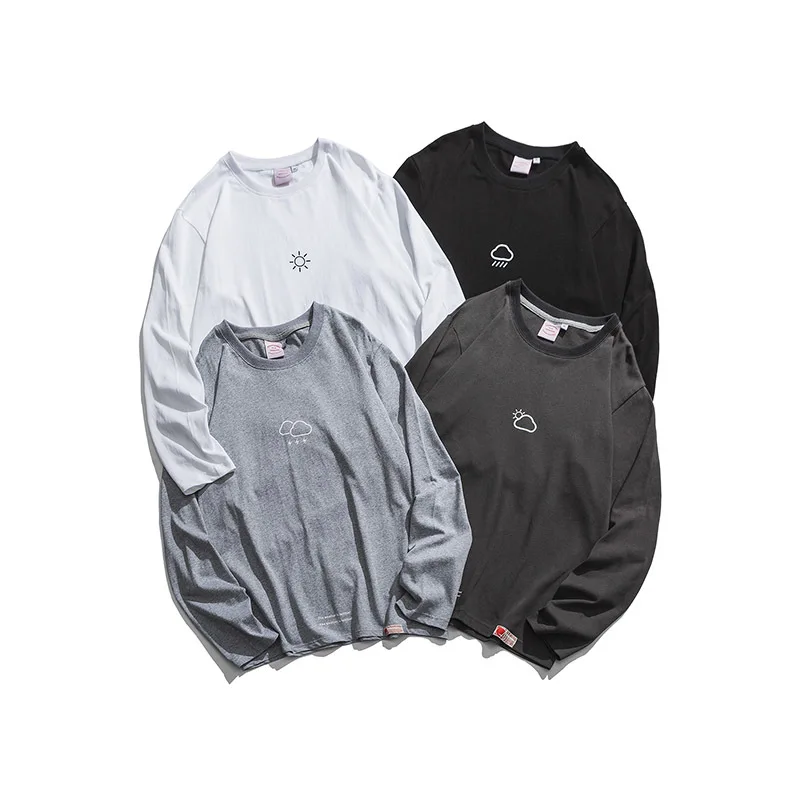 

2019 Spring And Autumn Men's New Casual Pattern Printing Round Neck Long-sleeved T-shirt Loose Temperament Trend Cotton