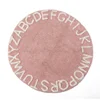 New Abc Alphabet Kids Crawling Play Mat - Super Soft Knitting Educational Washable Area Rugs Round 120CM Diameter Pink 4000327740157