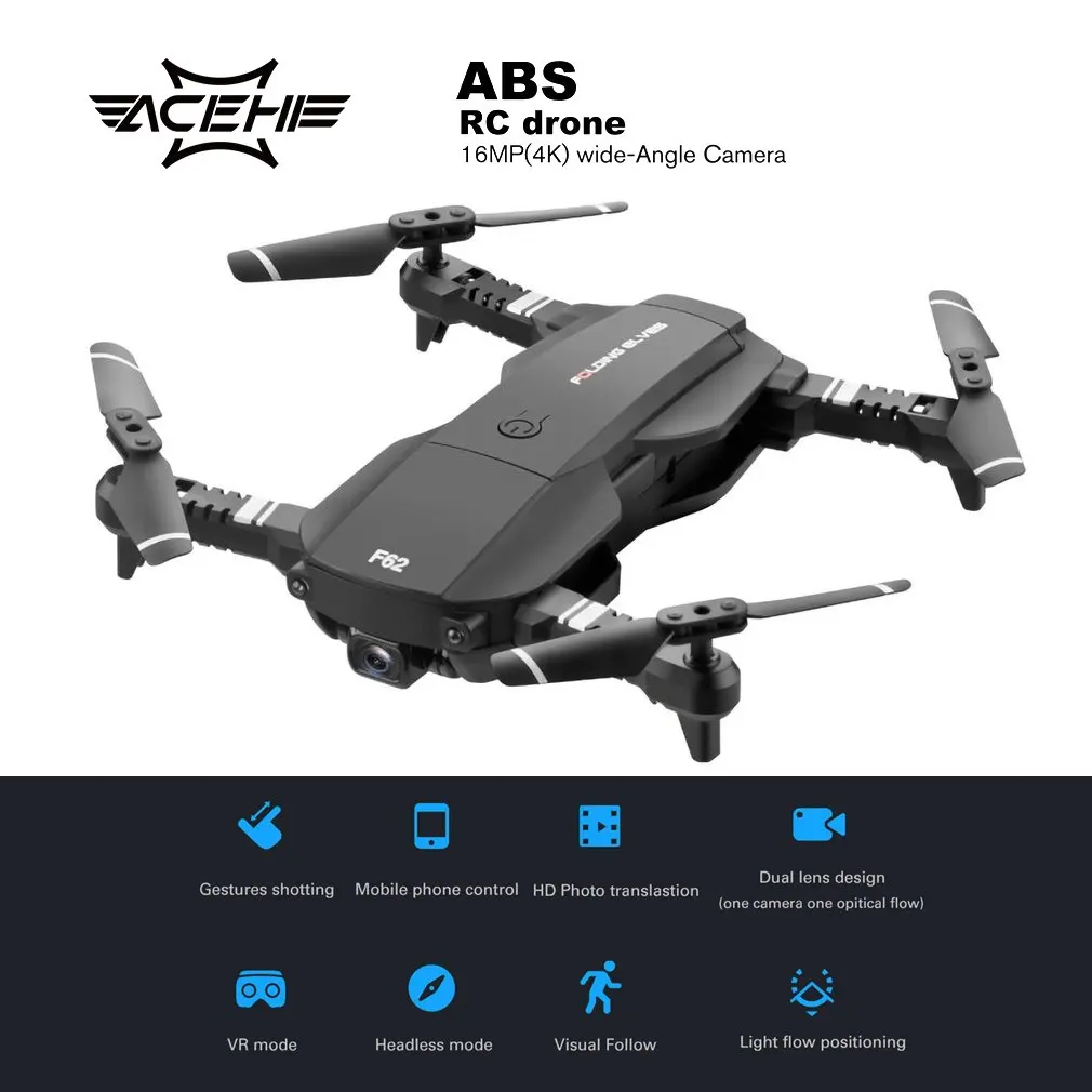 4K Black 1B F62 2,4G wifi 0.3MP/4K 16MP HD широкоугольная камера Радиоуправляемый Дрон оптический поток управление жестами Смарт следование RC вертолет Дрон модель - Цвет: 4K Black 1B