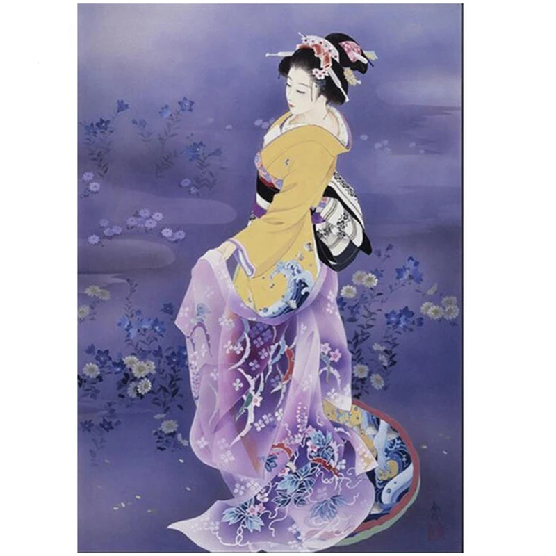 Полная квадратная и круглая дрель 5D алмазная живопись японская гейша Женская