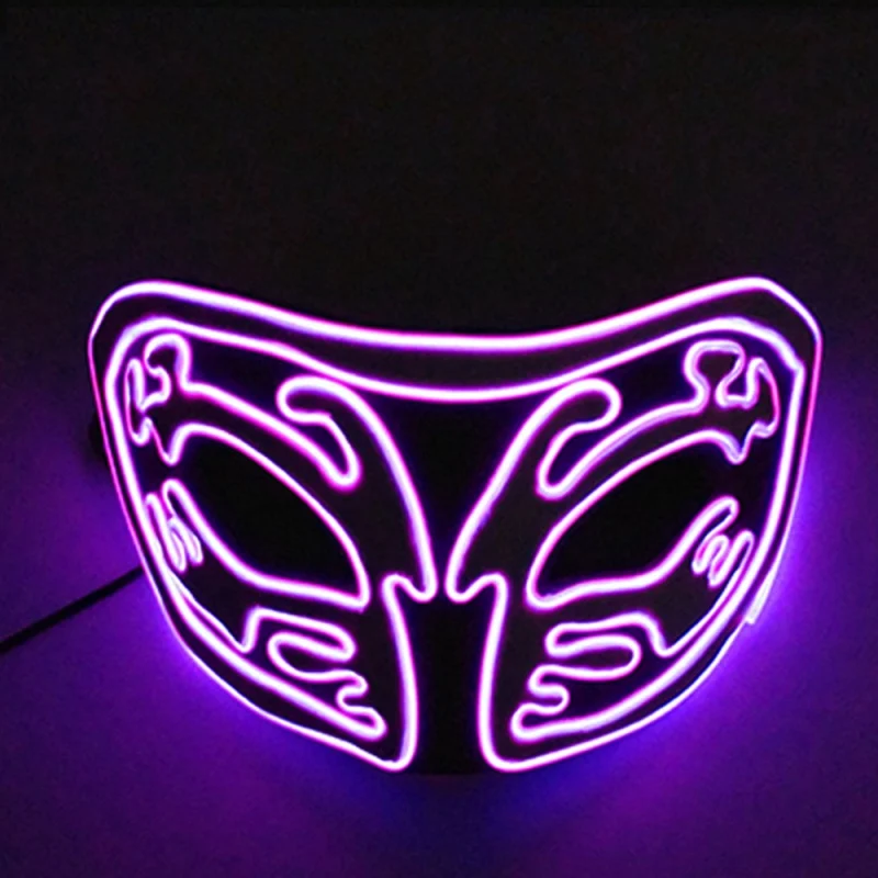 Halloween Light Up Mask With LED EL Wire Upper Half Face Covered Halloween Cosplay Festival Party Costume Props Mascarillas