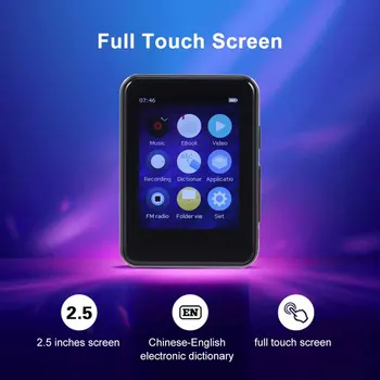 

BENJIE X5 16GB 8GB MP3 Player Full Touch Screen Bluetooth 5.0 Portable Music Player FM Radio with Headphones Voice Recorder