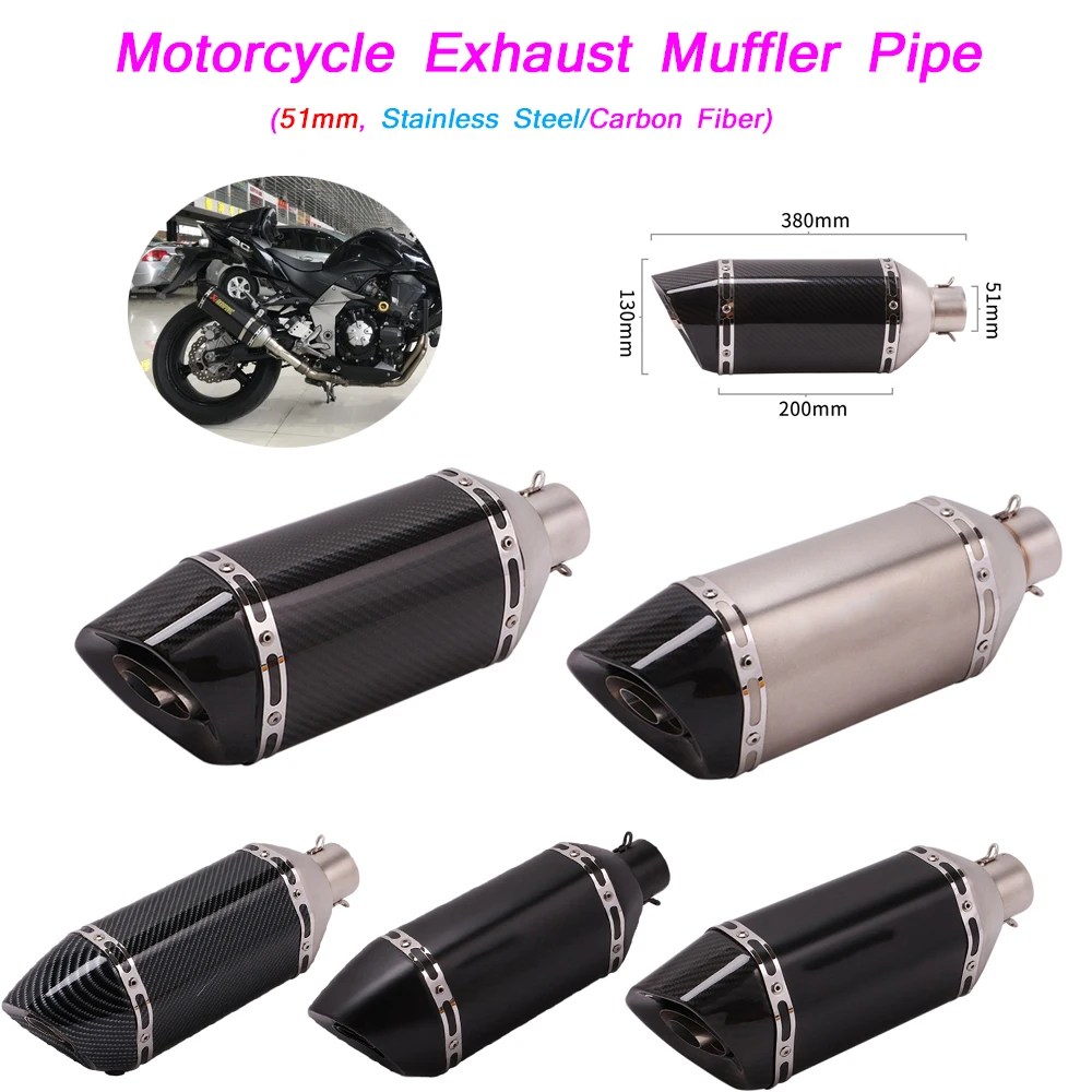 

Motorcycle Scooter ATV Exhaust Muffler Pipe Link 51mm Silencer System Silp on 380mm Length Muffler Carbon or Stainless