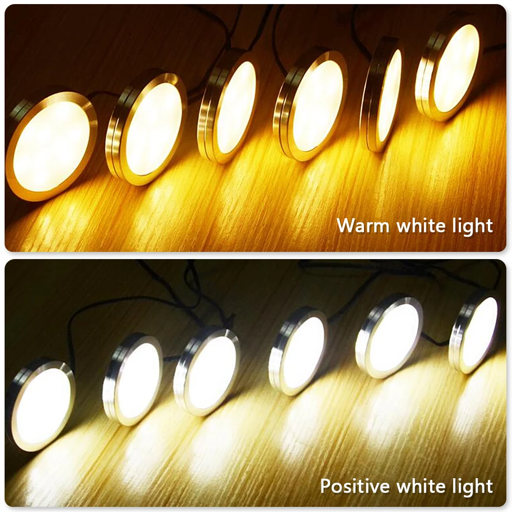 4PCS LED Light Cabinet Light Round Kitchen Closet Spotlight 12V Lighting Set Home Lighting