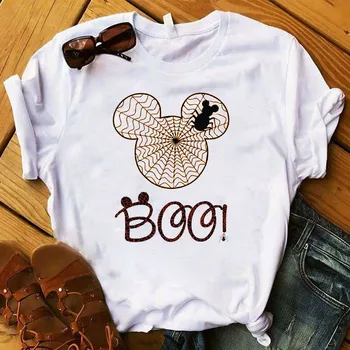 

Clothing Women's Fashion T-Shirt Cartoon Couple Halloween Ear Bow Plaid Womens Top Tshirt Casual T Shirt Section Female T-shirt