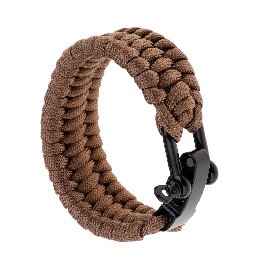 23x2.5cm Brown Выживания Открытый Пряжка веревка Паракорд Браслет скоба с регулируемой нержавеющей стали u-образный крюк спортивные аксессуары - Цвет: 23x2.5cm Brown