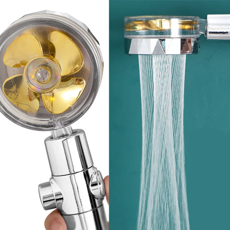 2021 Shower Head Water Saving Flow 360 Degrees Rotating with Small Fan ABS Rain High Pressure Spray Nozzle Bathroom Accessories |