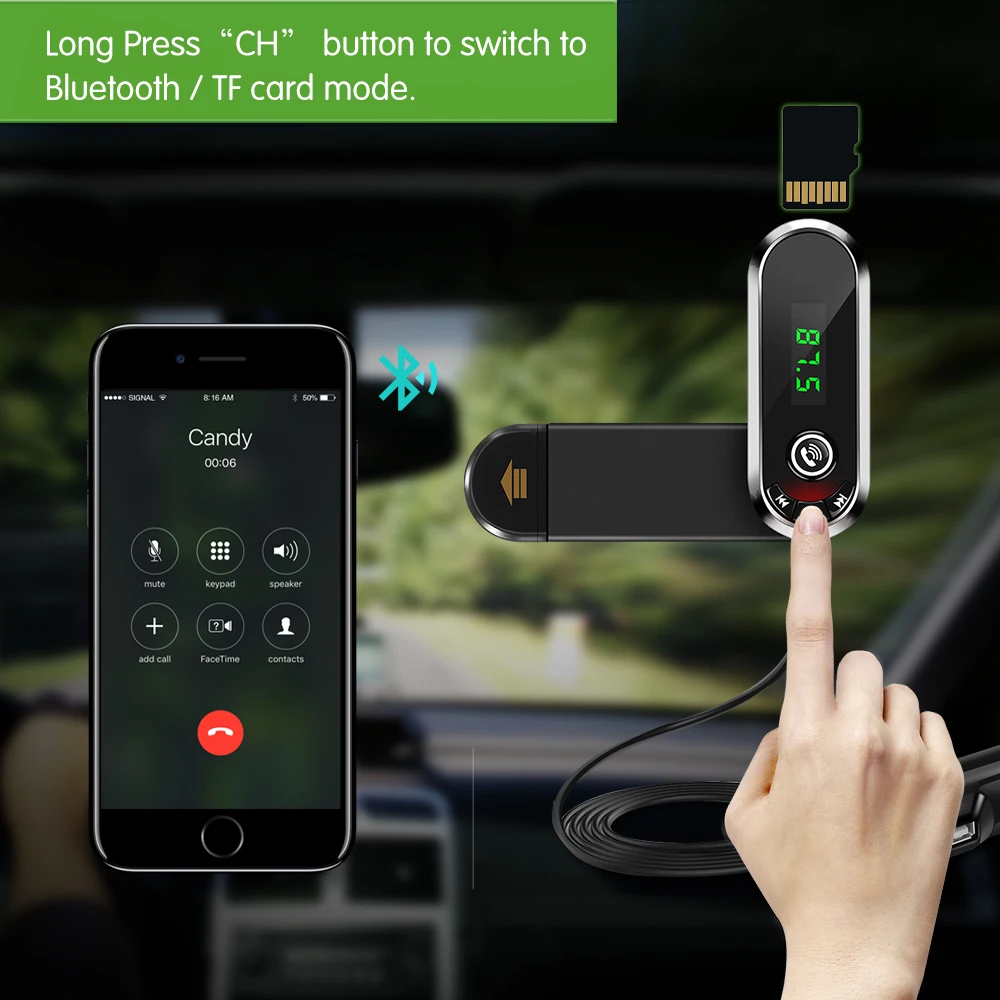 

Multifunction Phone Holder Charger Fast USB Charger FM Transmitter Audio MP3 Bluetooth Car Kit Mic Handsfree for all Smartphone