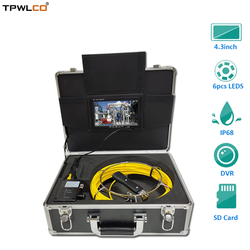 

Industrial Drain Sewer Camera 6.5mm Camera Viewing Angle 65degree 20-50m Pipe Cable Pipeline Inspection Camera With DVR