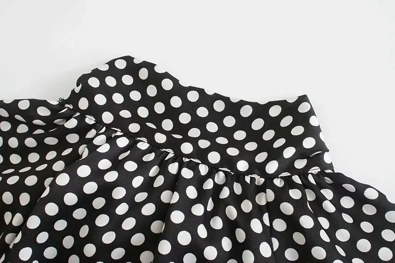 2020 New Women Dress Polka Dot High neck Bow Long Sleeves Short Dress Elegant Femme Robe Ropa Mujer Vestidos