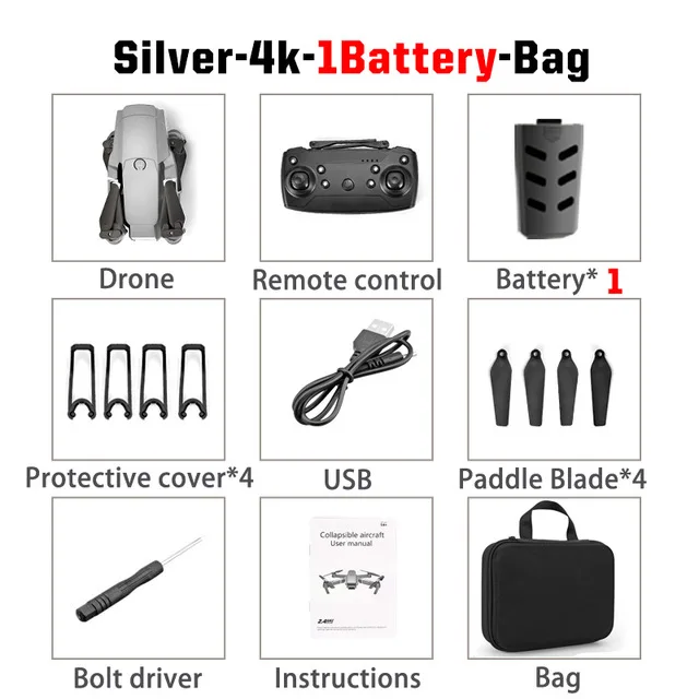 4K-1B-bag Мини Дрон Квадрокоптер E68 Wifi Fpv Дрон с широким углом Hd 4k 1080p камера режим удержания высоты Rc складной Квадрокоптер Дрон подарок - Цвет: 4K-1B-bag