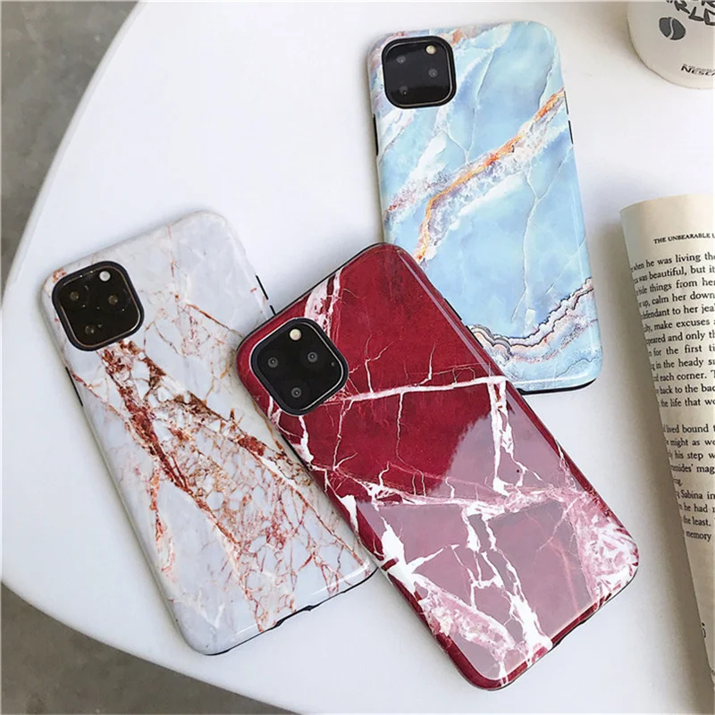 Анти-осенние Агатовые мраморные чехол для iphone 11 11Pro Max XS Max XR для iphone 6 6s 7 8 плюс Гибридный Силиконовый чехол противоударный чехол