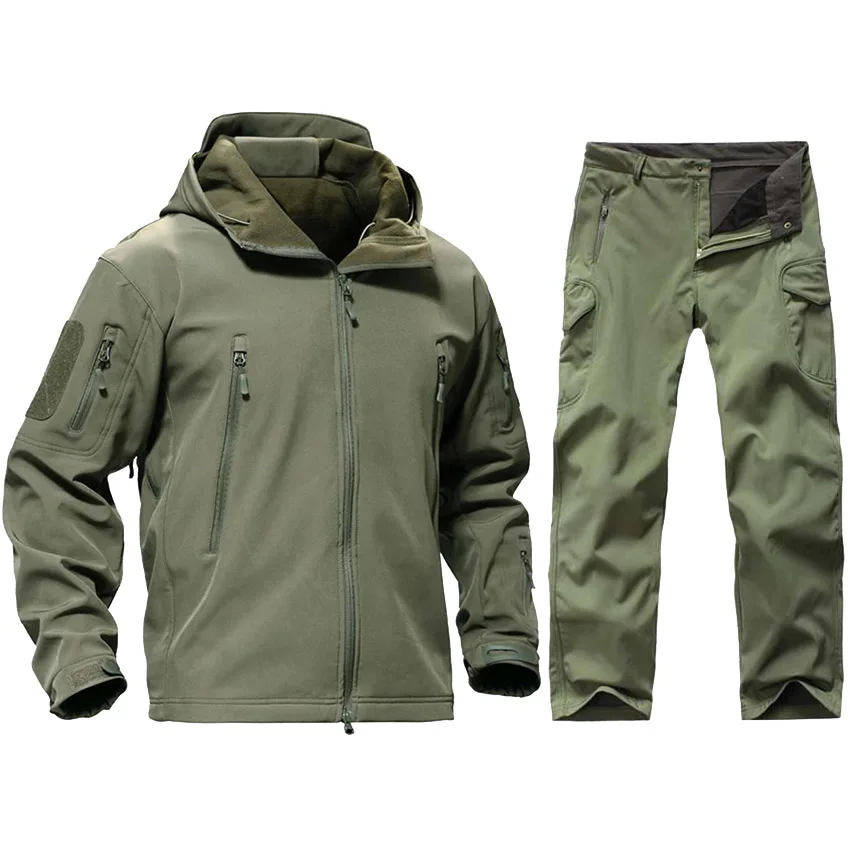 TAD тактическая Мужская армейская охотничья одежда походный туристический костюм камуфляж Sharkskin военный, из мягкой ткани водонепроницаемая куртка с капюшоном+ брюки
